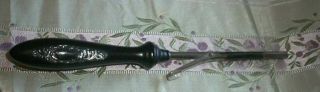 Antique Victorian Feather Curler Iron Ebony,  Sterling Silver W Pearl Push Button