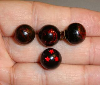 Antique Goldstone And Foil In Red Glass Bead Buttons 1/2 "