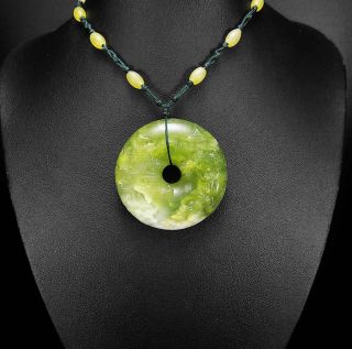 100 Natural Hand - carved Chinese Jade Pendant jadeite Necklace landscape coin77e 4