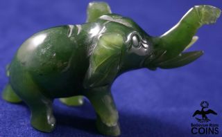 Hand Carved Green Jade Elephant Figurine Decor Sculpture Statue (25 grams) 3