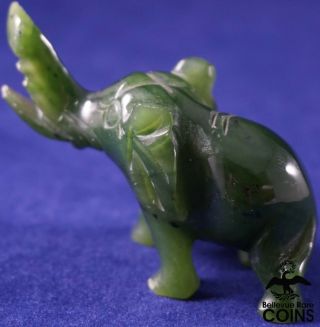 Hand Carved Green Jade Elephant Figurine Decor Sculpture Statue (25 grams) 5
