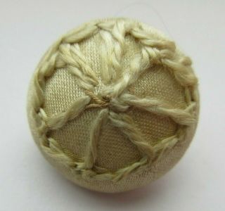 Lovely Antique Vtg Cream Silk Cloth Fabric Textile Button Woven Top 7/8 " (x)