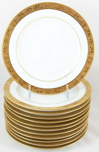 Set (s) 6 Bread Side Plates Rosenthal Bavaria China Raised Gold Encrusted White