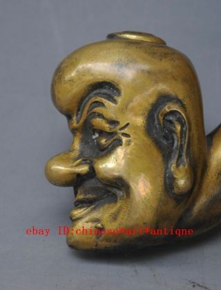 Asia Collectible Old Handwork Carving Gold - Plated Copper Tobacco Pipe Gift c01 3