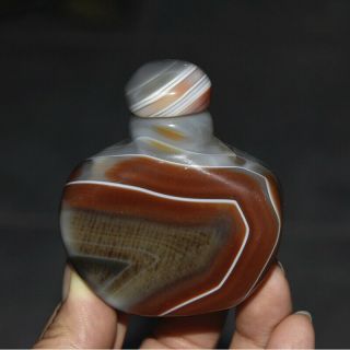 Hand - Carved Natural Brazil Agate Snuff Bottle