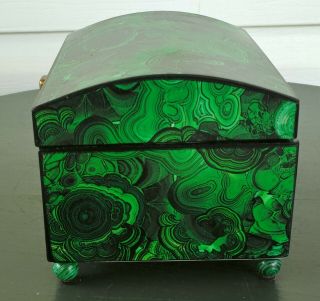 wood box faux malachite & marbled papers antique french empire style jewelry 2