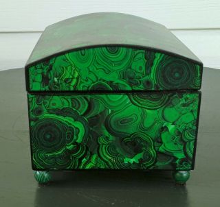 wood box faux malachite & marbled papers antique french empire style jewelry 4