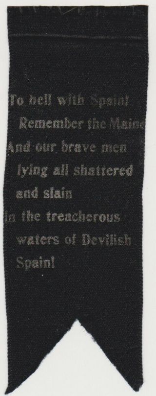 Spanish American War Ribbon - To Hell With Spain Remember The Maine -
