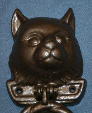 Vtg Cast Iron Cat Door Knocker Feline Head Decoration Decorative 2