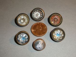 Antique Brass And Clear Glass Buttons