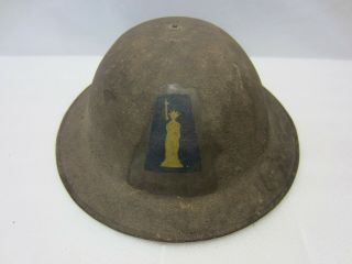 Us Wwi Doughboy Helmet 77th Infantry Brigade Division Painted Statue Of Liberty