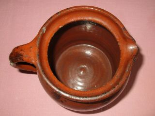 Antique 19th C Redware Stoneware Manganese Decorated Small Pitcher Pennsylvania 6