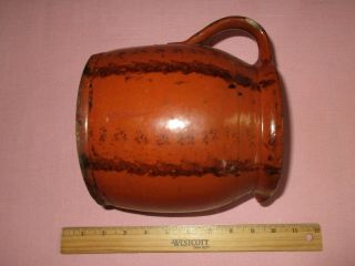 Antique 19th C Redware Stoneware Manganese Decorated Small Pitcher Pennsylvania 7