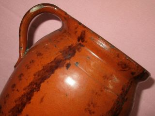 Antique 19th C Redware Stoneware Manganese Decorated Small Pitcher Pennsylvania 8