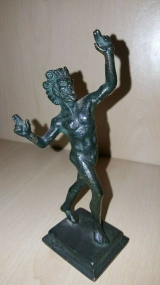 Antique Bronze Statuette Nude Figure Dancing Mythical Faun