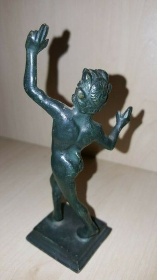 Antique Bronze Statuette Nude Figure Dancing mythical Faun 3