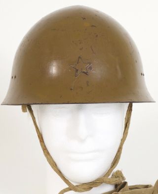 Imperial Japanese Army helmet,  leather liner,  canvas straps,  star badge 2