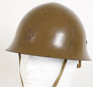 Imperial Japanese Army helmet,  leather liner,  canvas straps,  star badge 3