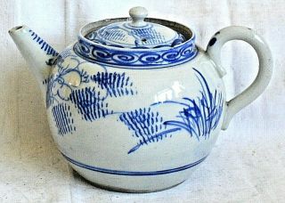 Late C19th Japanese Blue And White Tea Pot