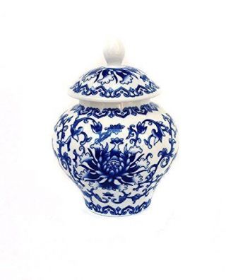 Ancient Chinese Style Blue And White Porcelain Tea Storage Helmet - Shaped