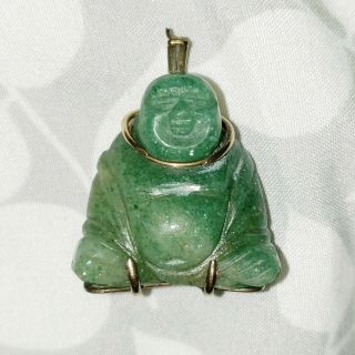 Vintage Dark Green Jade Smiling Buddha Statue Figurine (13g)