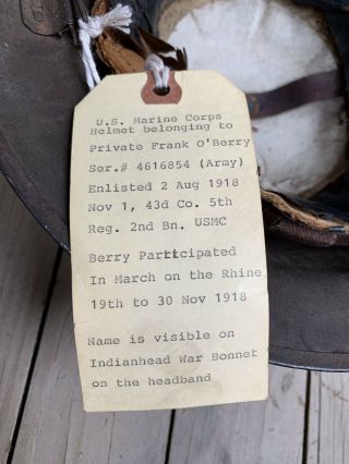 WWI USMC Marine Helmet ID’d 2nd Reg,  5th BN,  2/5 6
