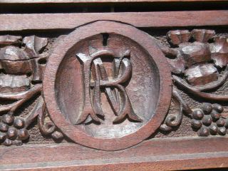 19thc LARGE BLACK FOREST OAK CARVED BOX WITH MONOGRAM 2