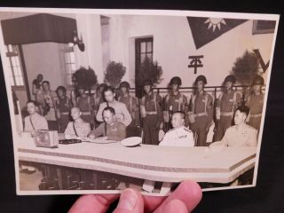 RARE 5x7 WWII Chinese photograph of Chinese singing Surrender papers 2