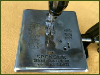 RARE ANTIQUE SPENSER - BOSTON - SMALL CAST IRON TOY HAND CRANK SEWING MACHINE 5