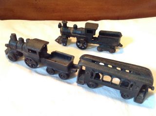 Antique J M 103 Cast Iron Locomotive And Passenger Car W/extra Parts Engine