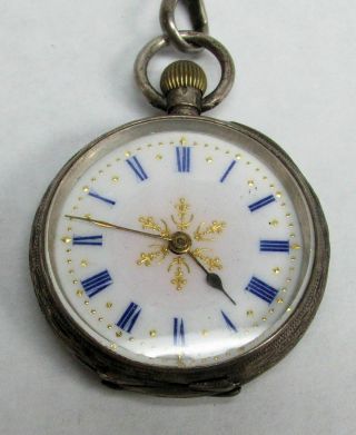 Swiss.  935 Sterling Silver 36mm Pocket Watch Good Order