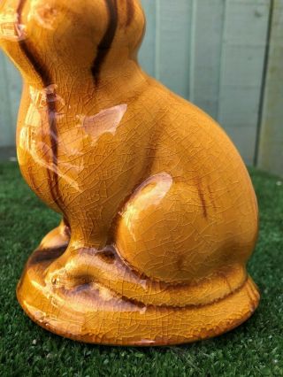 LARGE STAFFORDSHIRE TREACLE GLAZE SEATED CAT of ANTIQUE YEARS 3