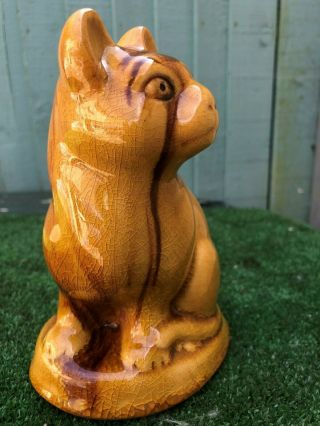 LARGE STAFFORDSHIRE TREACLE GLAZE SEATED CAT of ANTIQUE YEARS 4