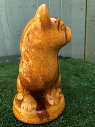 LARGE STAFFORDSHIRE TREACLE GLAZE SEATED CAT of ANTIQUE YEARS 5