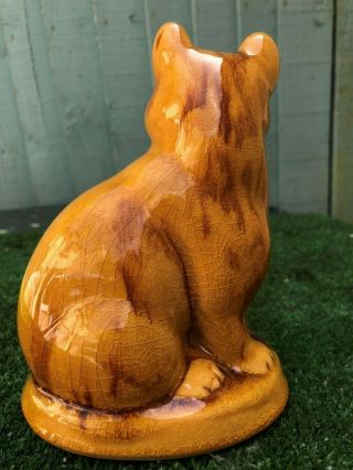 LARGE STAFFORDSHIRE TREACLE GLAZE SEATED CAT of ANTIQUE YEARS 6