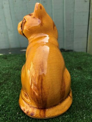 LARGE STAFFORDSHIRE TREACLE GLAZE SEATED CAT of ANTIQUE YEARS 7