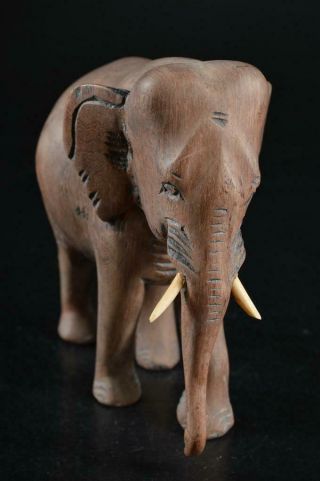 G9564: Chinese Wooden elephant STATUE sculpture Ornament Figurines Okimono 2