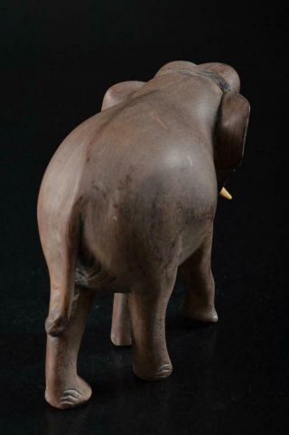 G9564: Chinese Wooden elephant STATUE sculpture Ornament Figurines Okimono 4