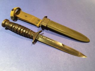 Wwii Blade Dated 1943 Camillus Us M3 Trench Knife W/m8 Scabbard - Rare