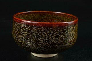 G9248: Japanese Kiyomizu - Ware Tenmoku Glaze Tea Bowl Green Tea Tool Tea Ceremony