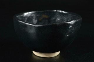 G9218: Japanese Seto - Ware Black Glaze Tea Bowl Green Tea Tool Tea Ceremony
