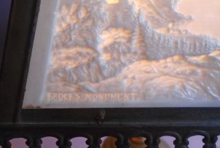 Antique Lithophane Lamp Shade - Niagara River - Brock ' s Monument 2 cracked panels 7