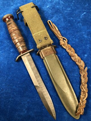 WW2 USM3 IMPERIAL GUARD MARK TRENCH KNIFE w M8 SHEATH WWII 5