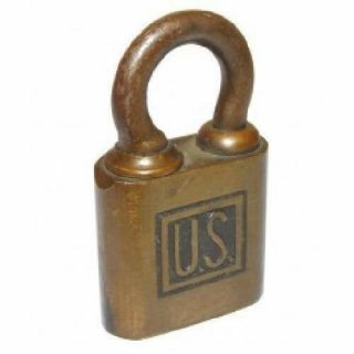 Vintage Yale U.  S.  Government Use Brass Padlock - No Key