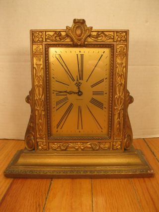 Vintage Art Deco Waltham 12 Jewel 8 Day Picture Frame Shelf Mantel Clock