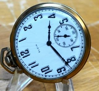 1924 ELGIN Pocket Watch OPEN FACE 12s Grade: 345,  17J 10K R GOLD PLTD CASE 2