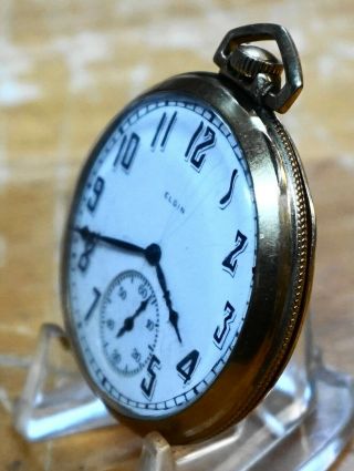 1924 ELGIN Pocket Watch OPEN FACE 12s Grade: 345,  17J 10K R GOLD PLTD CASE 3