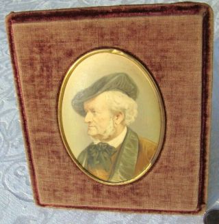 C1890 Portrait Miniature Painting Richard Wagner German Classical Music Composer