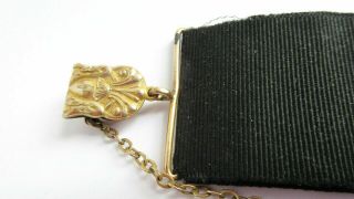 ANTIQUE VICTORIAN AMETHYST CAMEO WAX SEAL FOB & RIBBON CLIP POCKET WATCH CHAIN 5