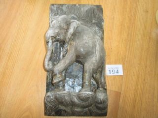 Antique Carved Wooden Panel Elephant Design